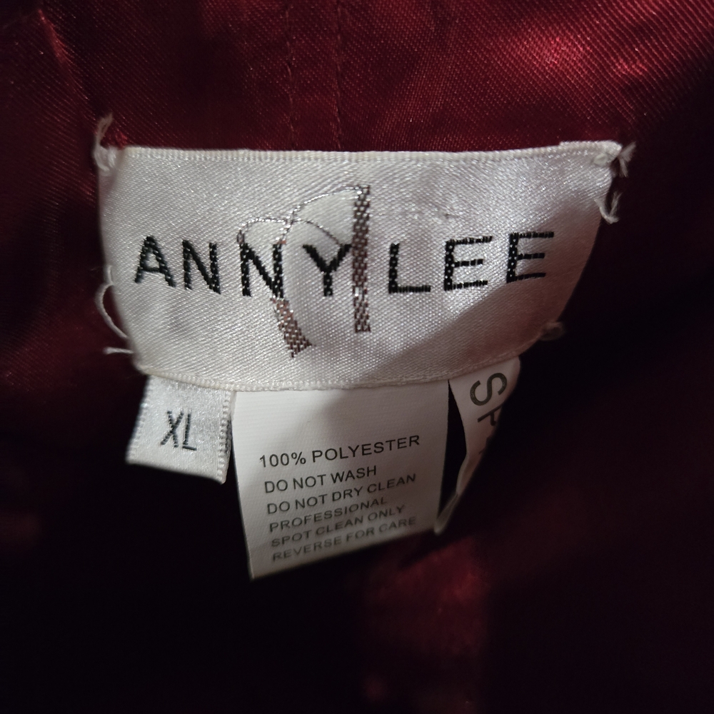 Anny Lee Sz XL Red Sleeveless V Neckline Zipper Embroidered Dress - Picture 2 of 6